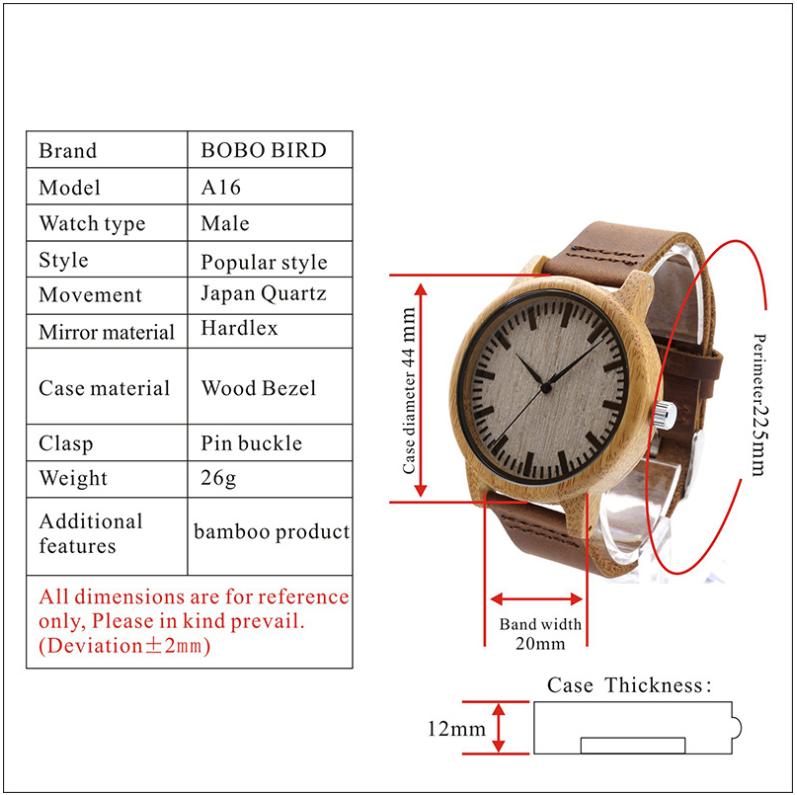 Reloj de madera de bambú