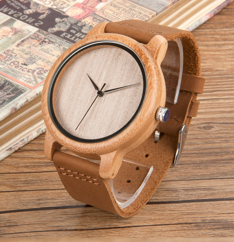 Reloj de madera de bambú