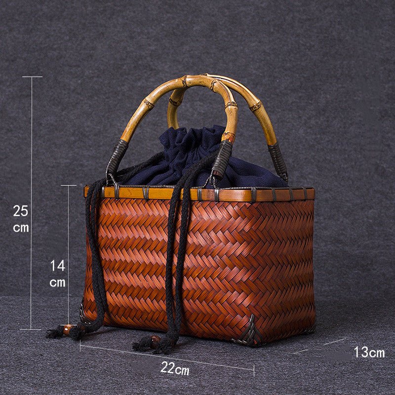 bentobox, sac a main en bambou a tissage japonais