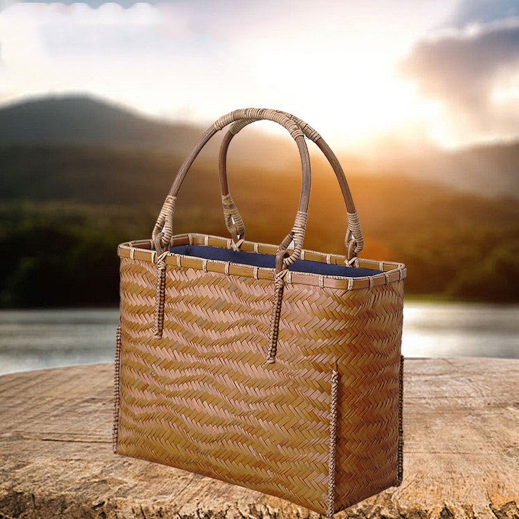 bentobox, sac a main en bambou a tissage japonais