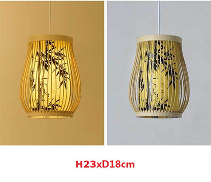 Luminaires suspendus en bambou rétro - Éclairage tissé, design unique