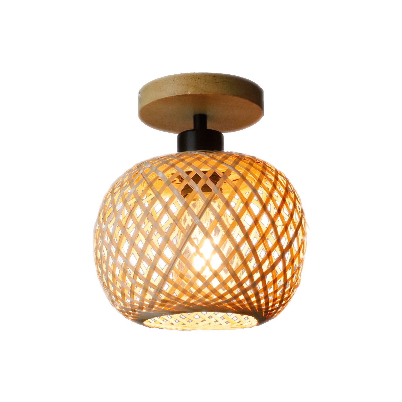 Lampe de plafond en bambou japonais - Éclairage doux et design élégant