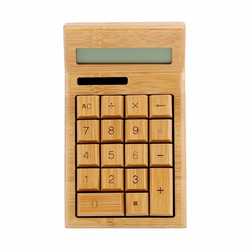 Calculatrice solaire en bambou - Écologique et rechargeable