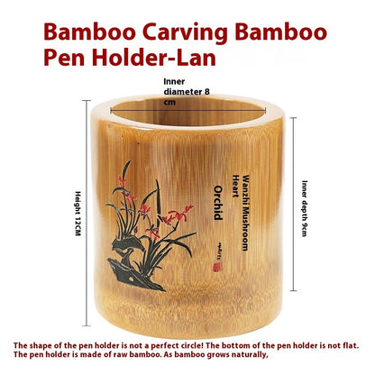 Conteneur rond en bambou pour stylos - Écologique et créatif