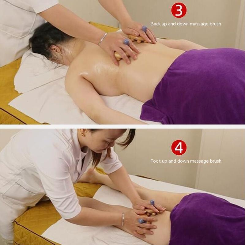 Brosse de massage en bambou - 12 perles, compacte et portable