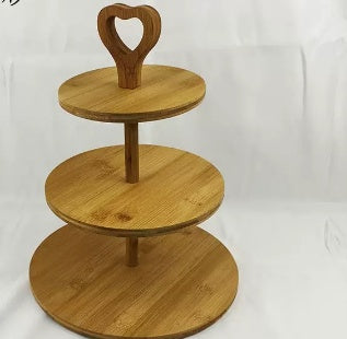 Plateau en bois à trois niveaux pour gâteaux - Idéal pour les collatio