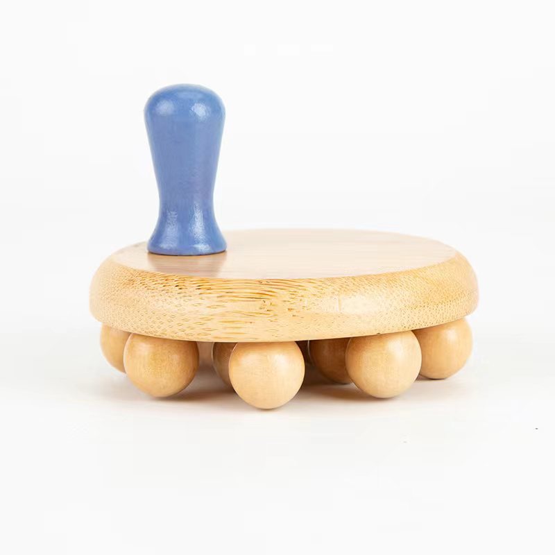 Brosse de massage en bambou - 12 perles, compacte et portable