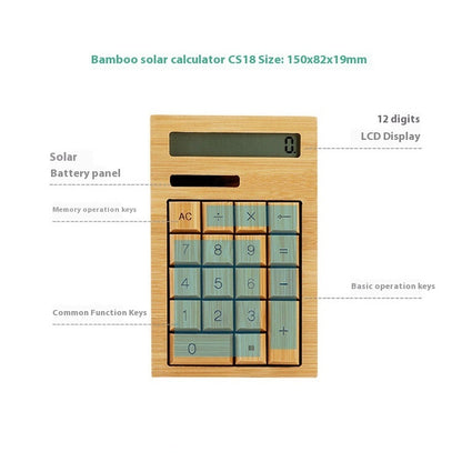 Calculatrice solaire en bambou - Écologique et rechargeable
