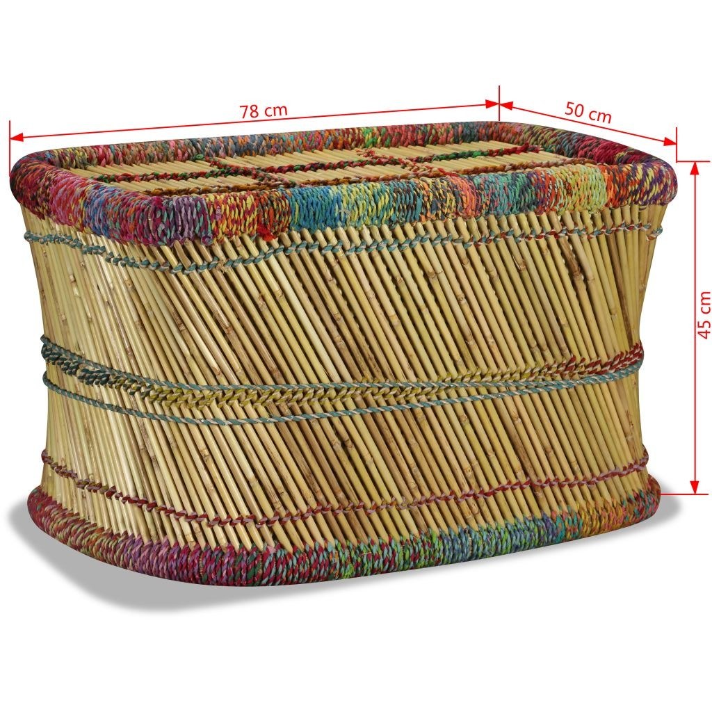 Tavolino in bambù con dettagli in Chindi multicolore