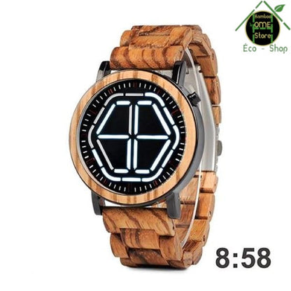 Montre en bois de bambou de couleur blanche