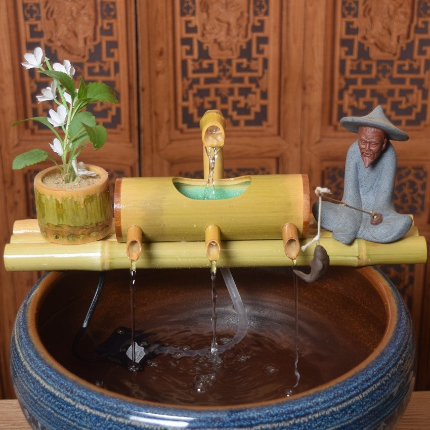Fontaine d'eau de table style turbine, mini fontaine, fontaine d'intérieur  fontaine artisanale véritable fabrication artisanale à partir de noix de  coco et de bambou -  France