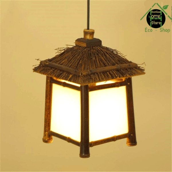 Grange™ Luminaire suspendu en bois de bambou et rotin - BambooHomeStore